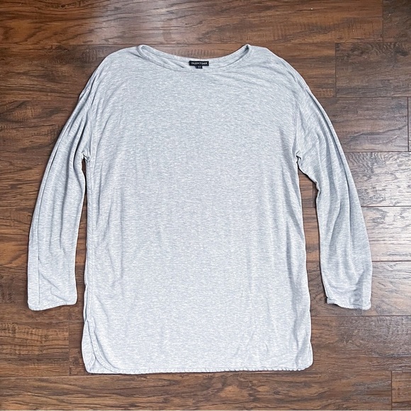 Eileen Fisher • Tencel Bateau Neck Top heather grey Stretch Terry tunic boat - Picture 1 of 7